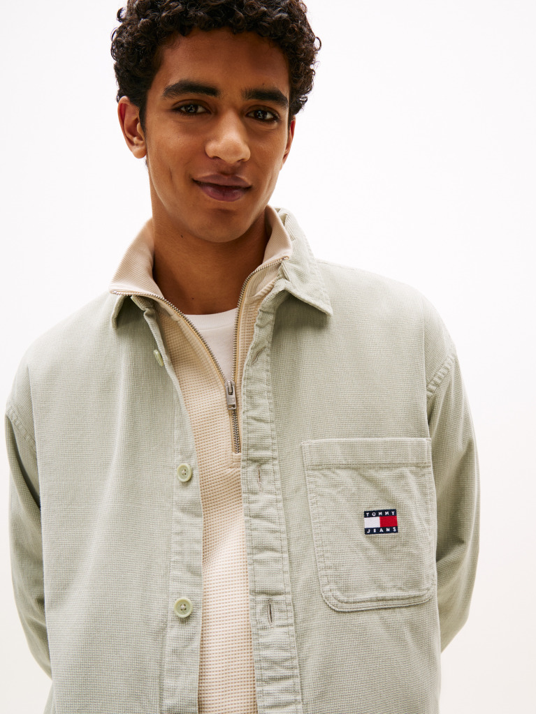Verde Camasa Overshirt Din Catifea De Tip Cord Brick  Barbati