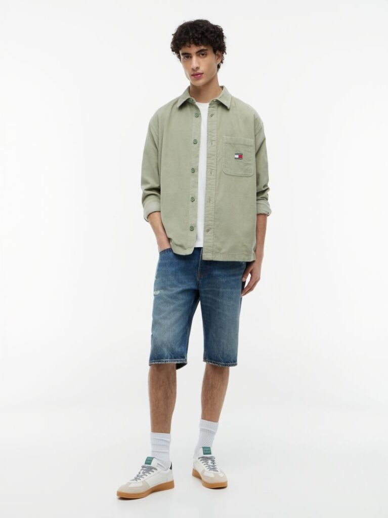 Verde Camasa Overshirt Din Catifea De Tip Cord Brick  Barbati