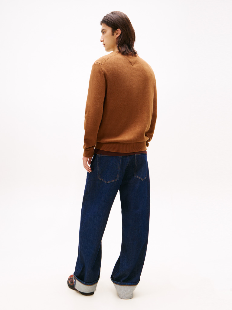 Beige Crew Neck Slim Jumper  Men