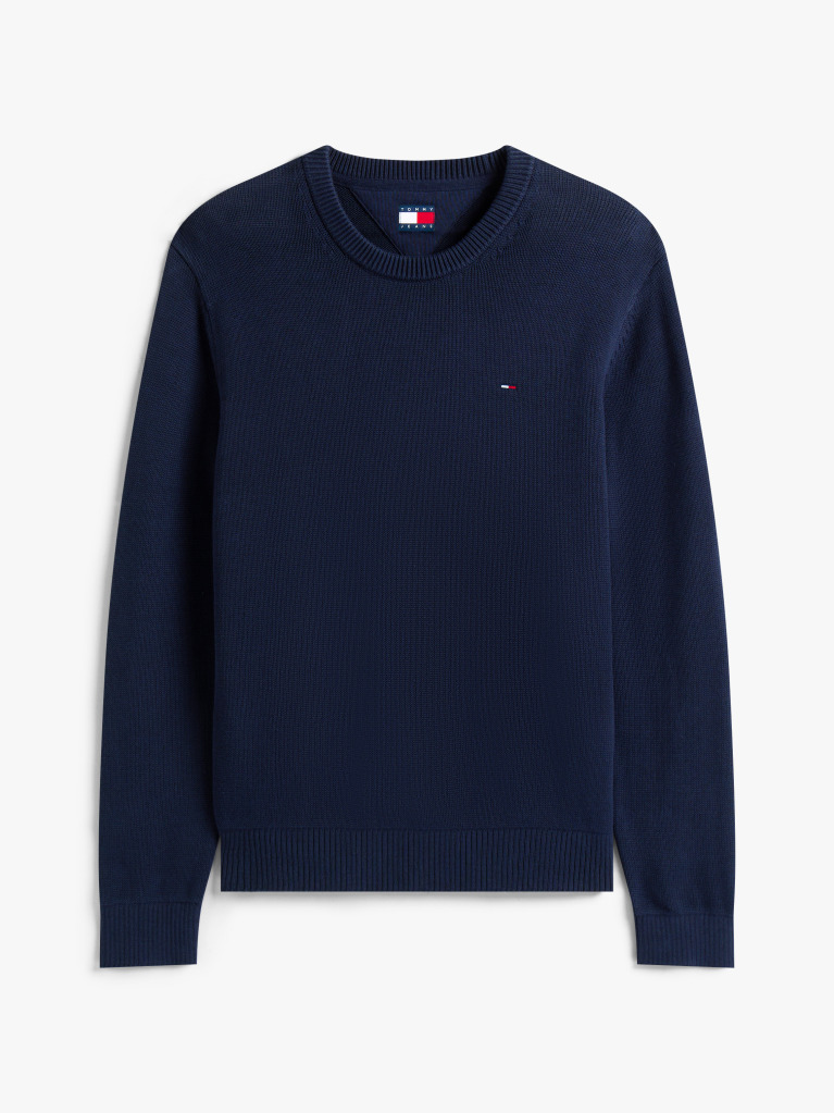 Blue Pulover Slim Cu Guler Rotund  Barbati