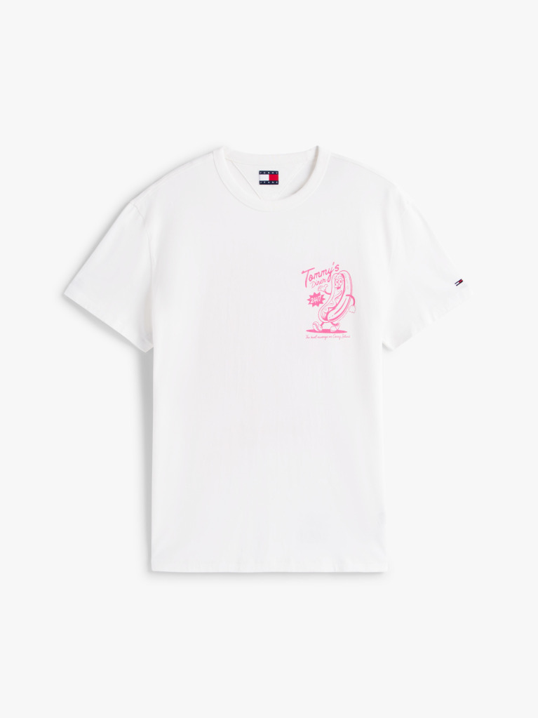 Alb Tricou Cu Guler Rotund Si Grafica Pe Spate  Barbati