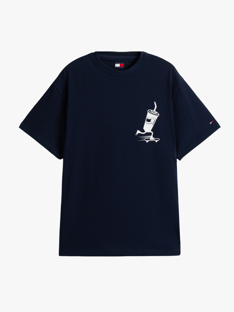 Blue Tricou Lejer Cu Grafica Si Logo Pe Spate  Barbati