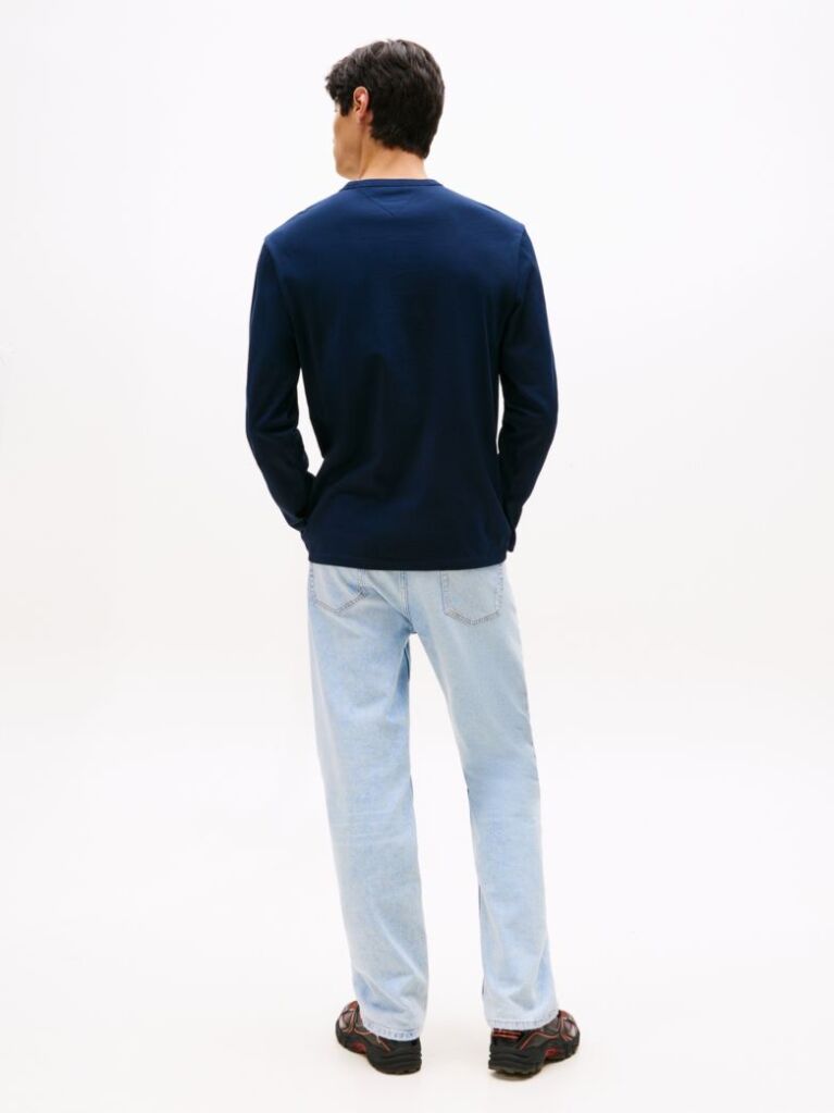 Blue Tonal Tommy Badge Long Sleeve T-Shirt  Men