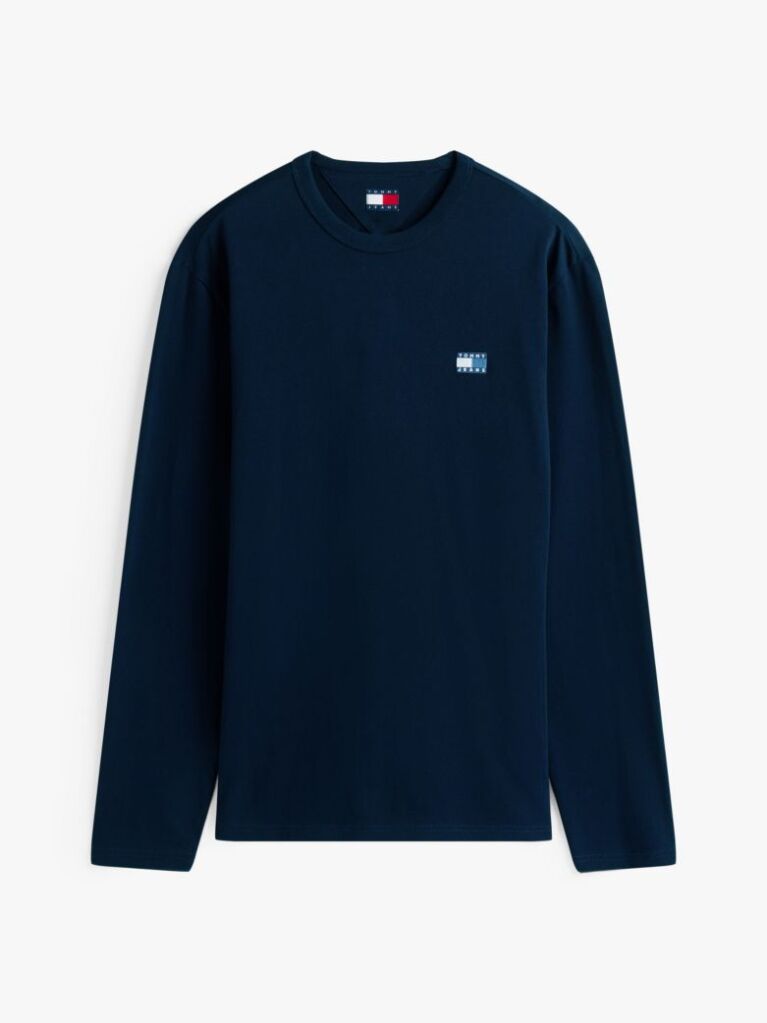 Blue Tonal Tommy Badge Long Sleeve T-Shirt  Men