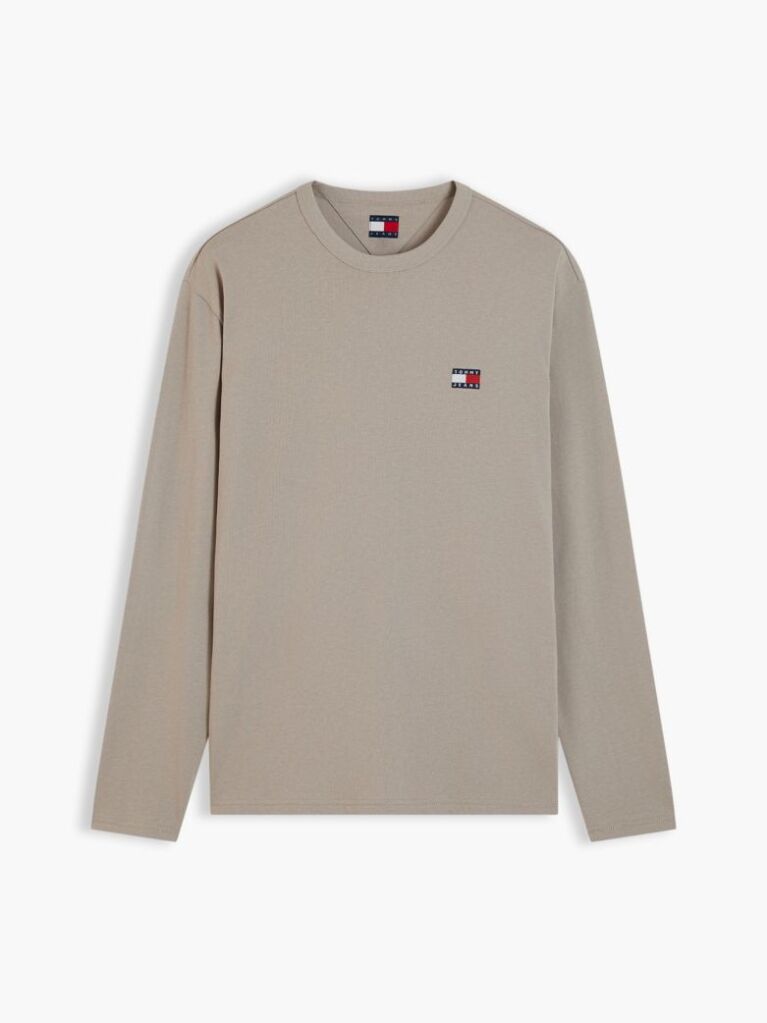 Brown Tonal Tommy Badge Long Sleeve T-Shirt  Men