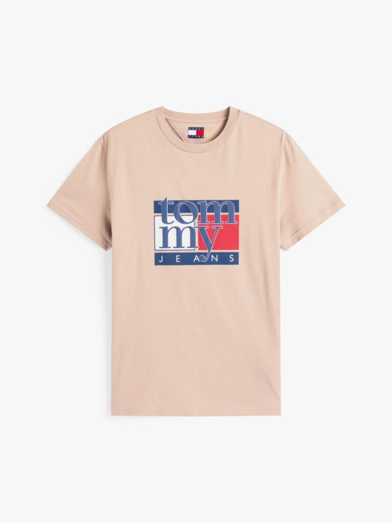 Bej Tricou Slim Cu Print Flag  Barbati