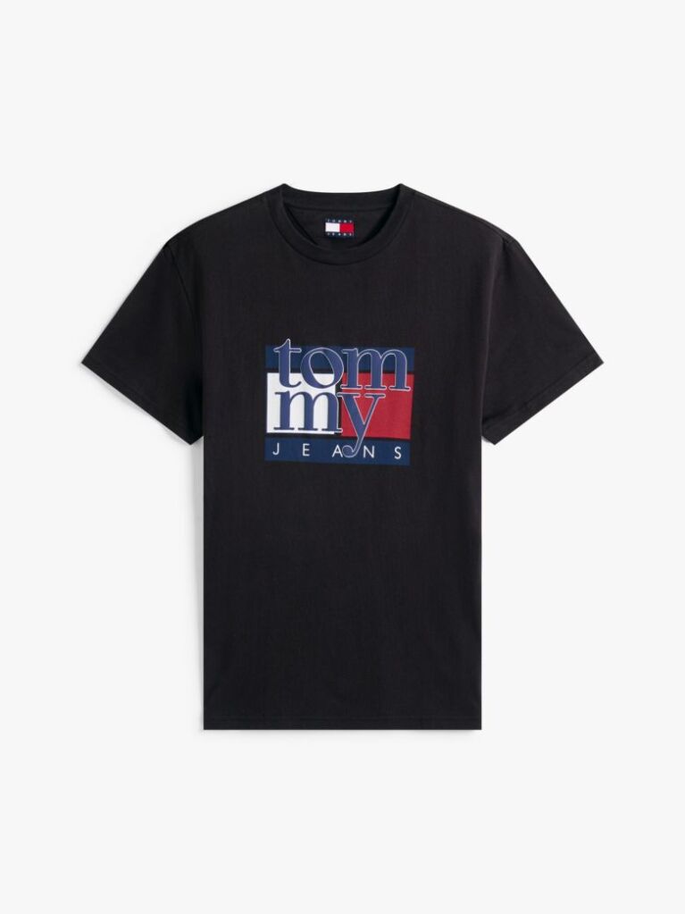 Negru Tricou Slim Cu Print Flag  Barbati