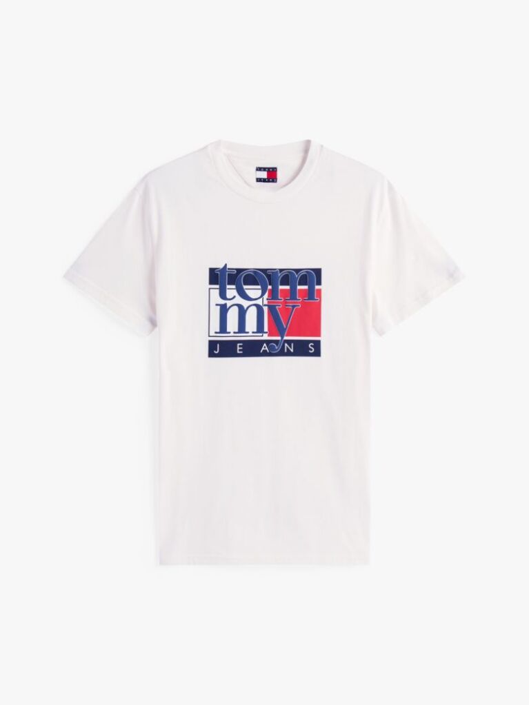 Alb Tricou Slim Cu Print Flag  Barbati