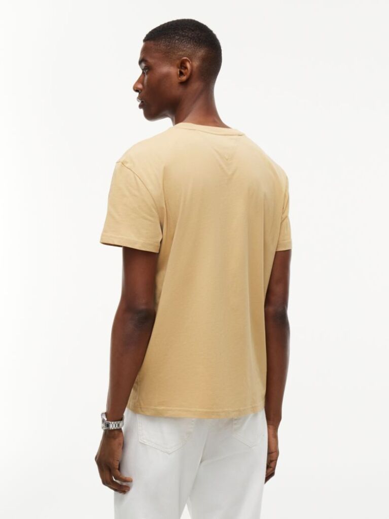 Bej Tricou Din Jersey Cu Guler Rotund Si Logo  Barbati
