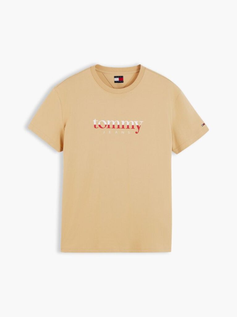 Bej Tricou Din Jersey Cu Guler Rotund Si Logo  Barbati