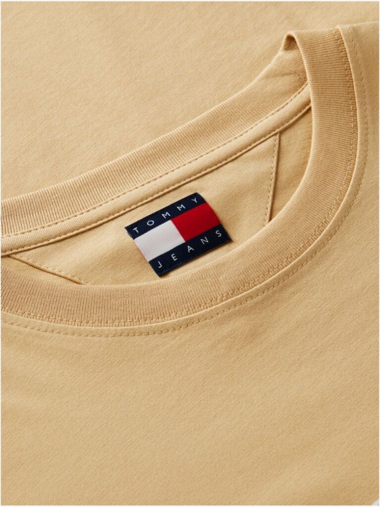 Bej Tricou Din Jersey Cu Guler Rotund Si Logo  Barbati