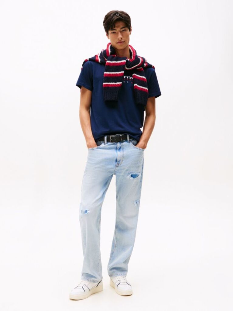 Blue Logo Jersey Crew Neck T-Shirt  Men