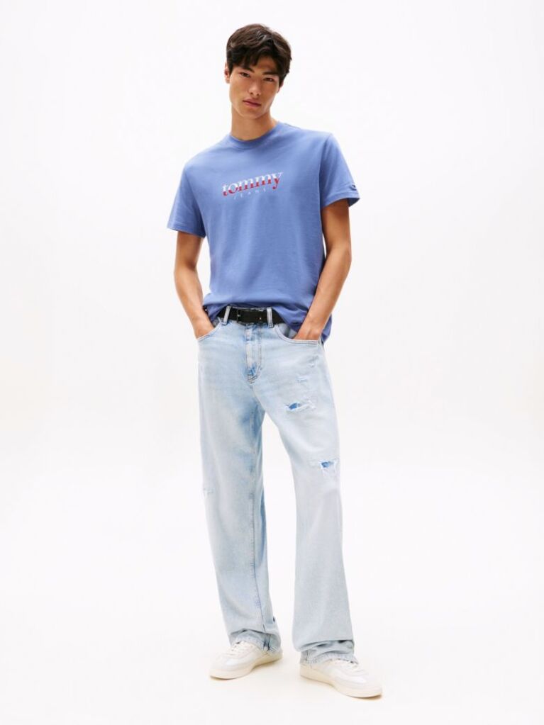 Blue Logo Jersey Crew Neck T-Shirt  Men