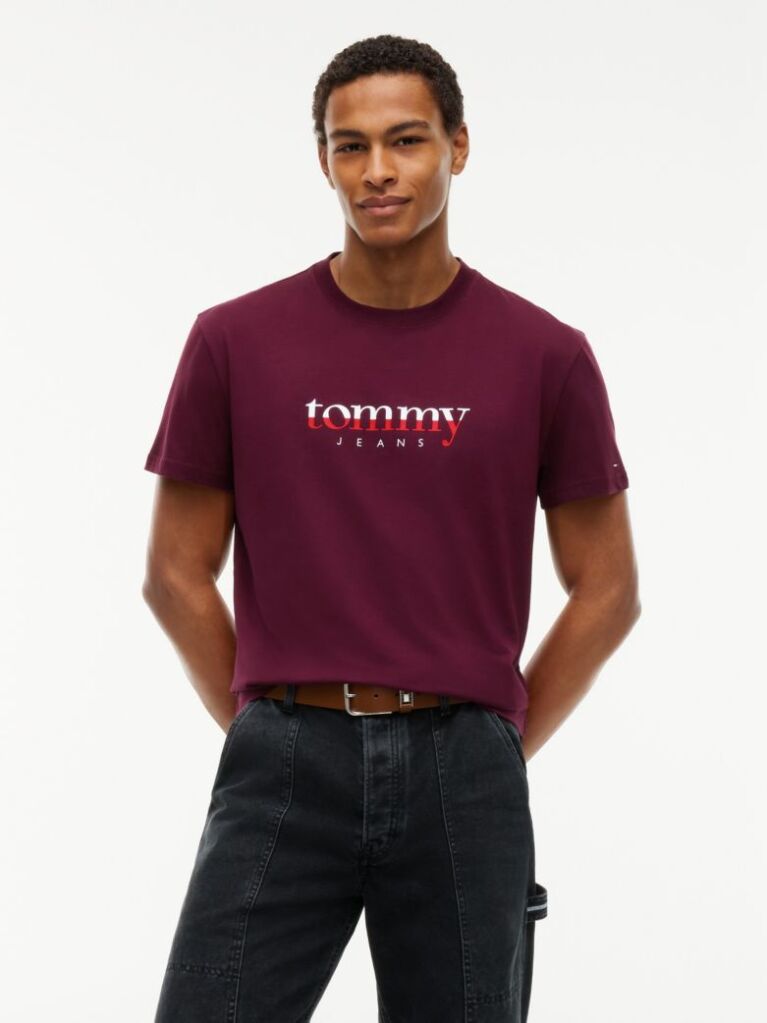 Mov Tricou Din Jersey Cu Guler Rotund Si Logo  Barbati