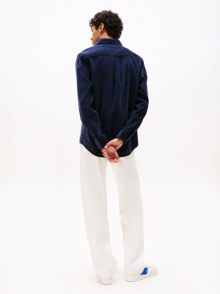 Blue Regular Fit Corduroy Shirt  Men