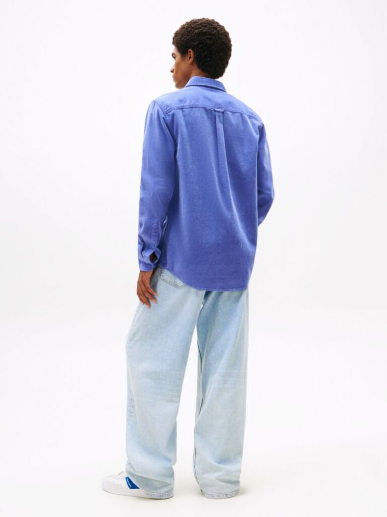 Blue Regular Fit Corduroy Shirt  Men