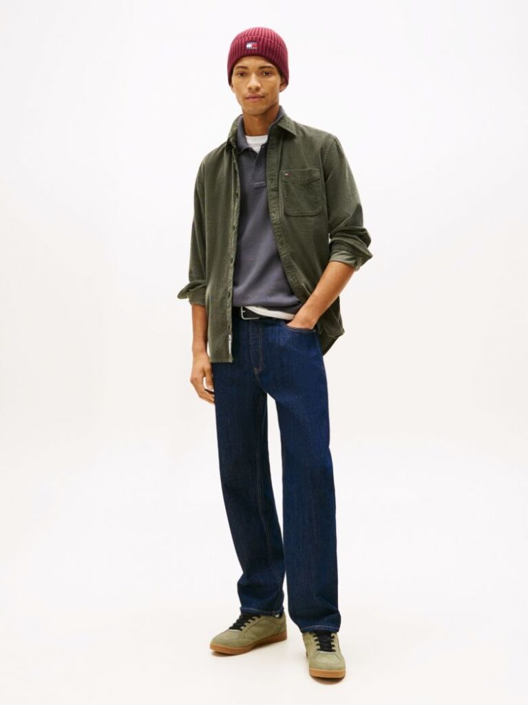Green Regular Fit Corduroy Shirt  Men