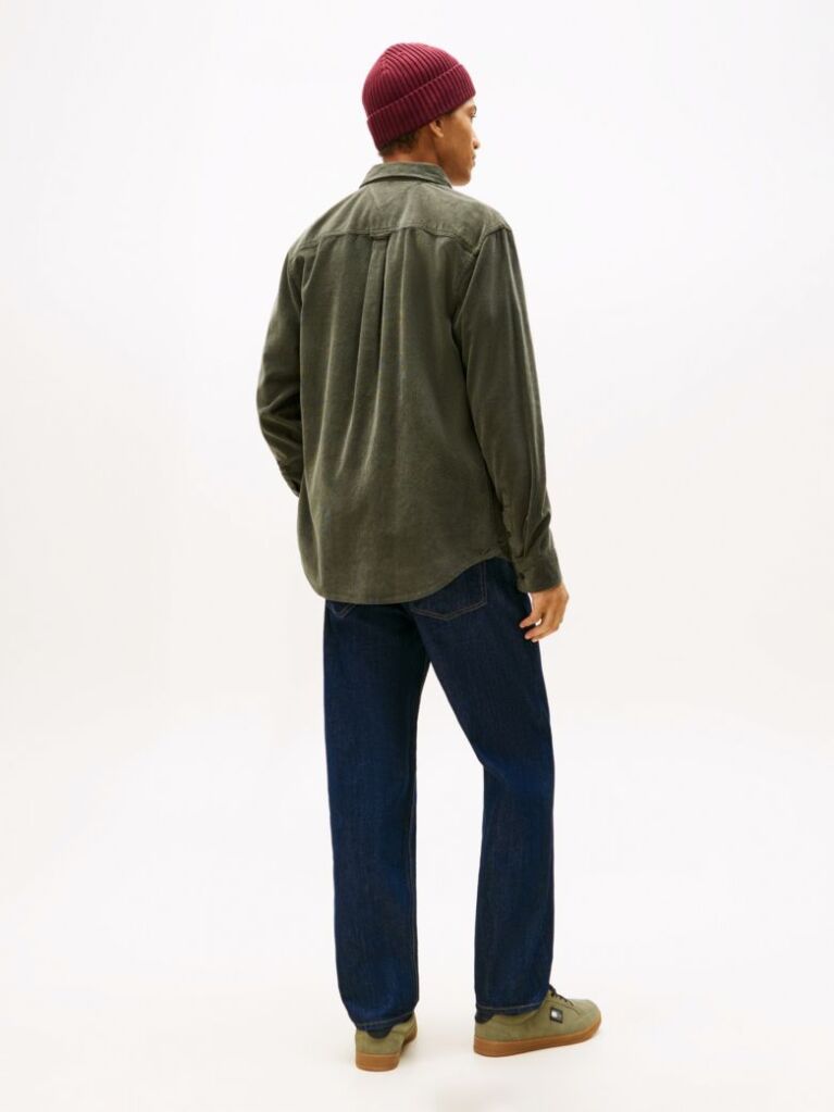 Green Regular Fit Corduroy Shirt  Men