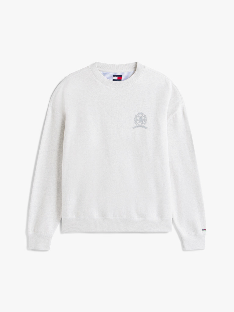 Grey 90S Washed Tonal Crest Crew Sweatshirt  Men