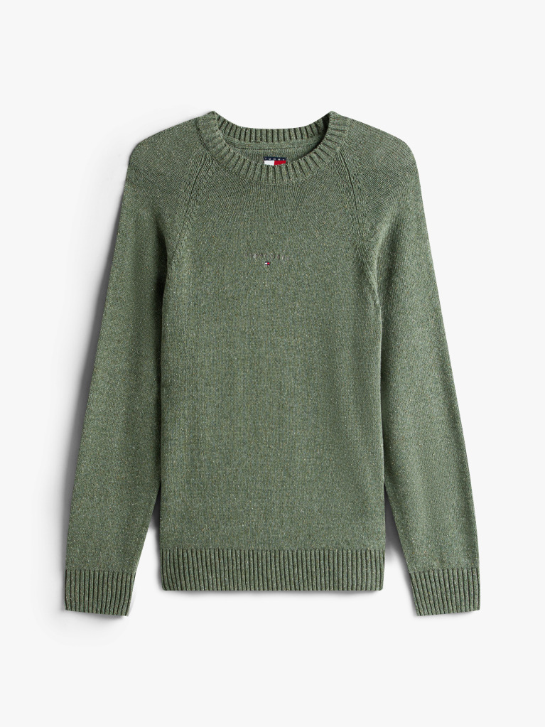Verde Pulover Slim Cu Maneca Raglan Si Logo Liniar  Barbati