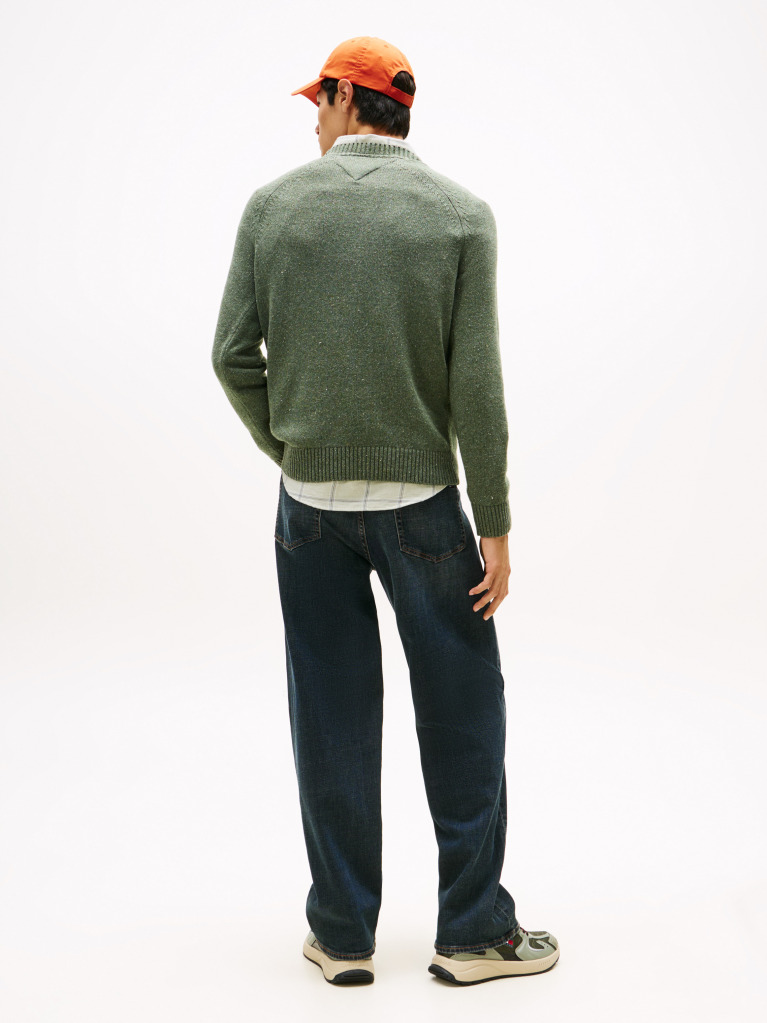 Verde Pulover Slim Cu Maneca Raglan Si Logo Liniar  Barbati