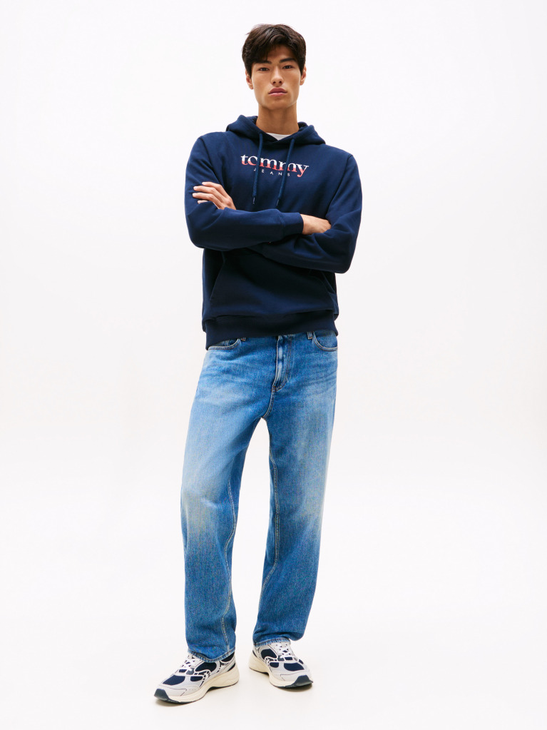 Blue Logo Drawstring Terry Hoody  Men