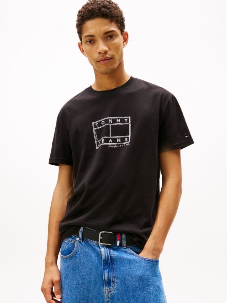 Black Logo Stamp Crew Neck T-Shirt  Men