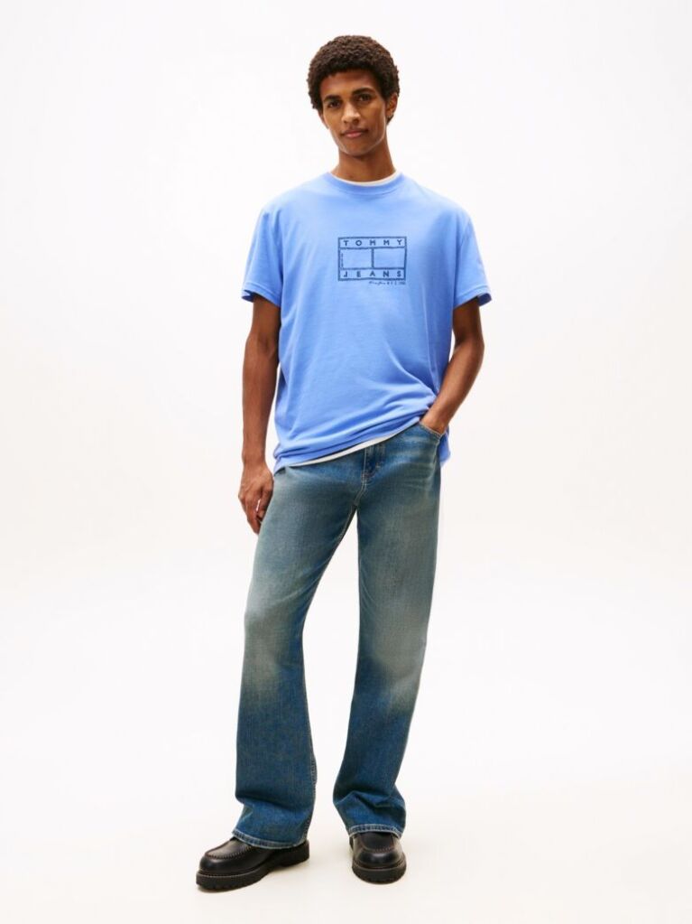 Blue Logo Stamp Crew Neck T-Shirt  Men