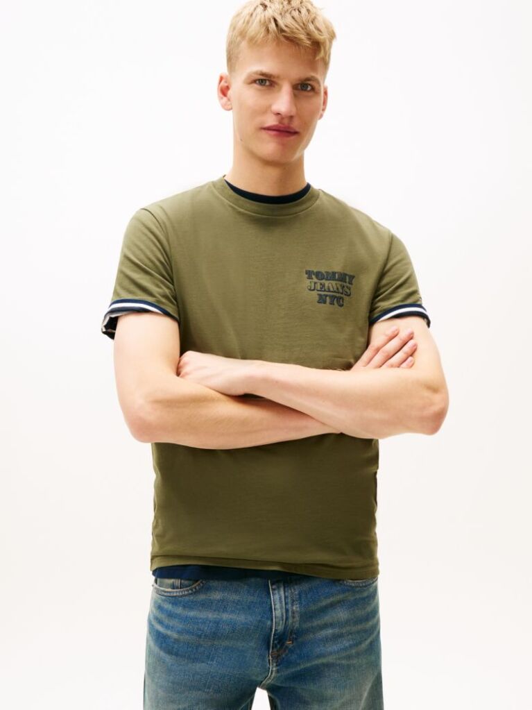 Green Varsity Logo Slim T-Shirt  Men