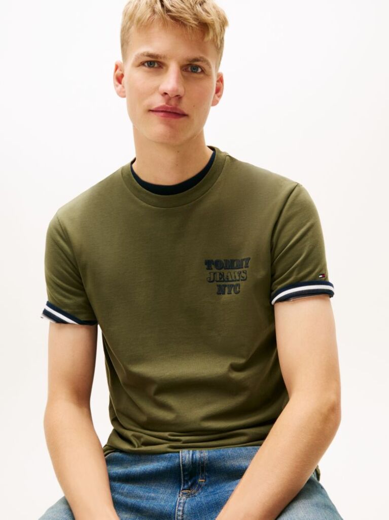 Green Varsity Logo Slim T-Shirt  Men