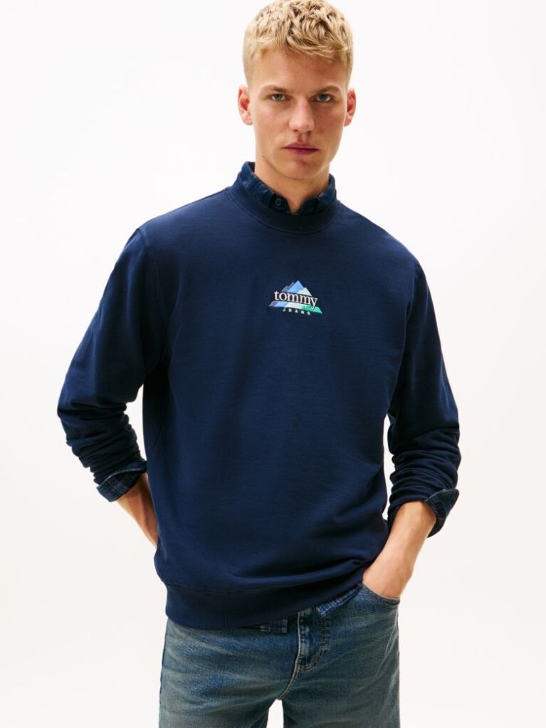 Blue Mountain Logo Embroidery Terry Sweatshirt  Men