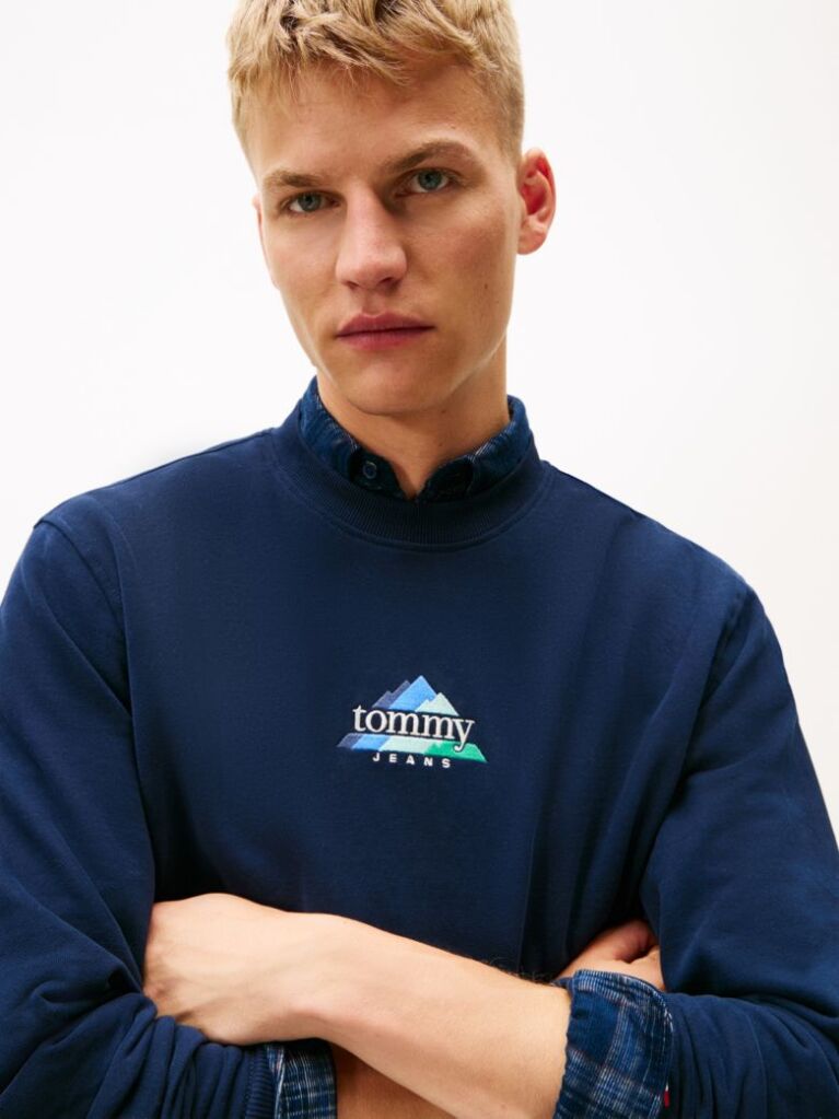 Blue Mountain Logo Embroidery Terry Sweatshirt  Men