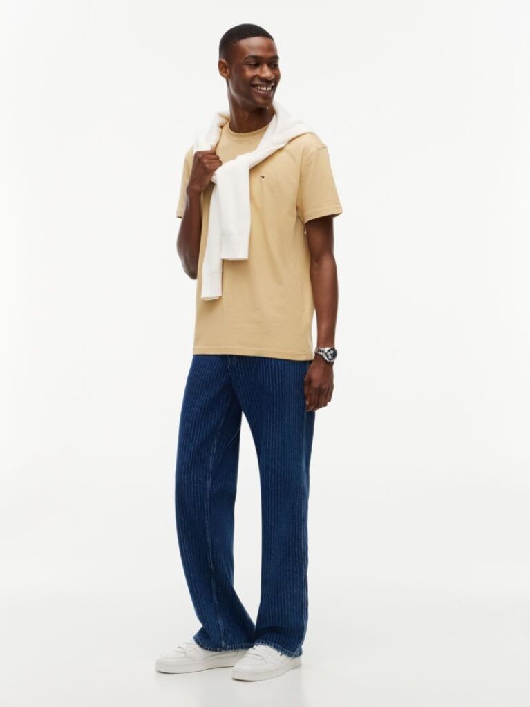 Bej Tricou Cu Guler Rotund Cu Steag Tommy  Barbati