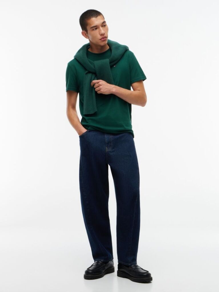 Verde Tricou Cu Guler Rotund Cu Steag Tommy  Barbati