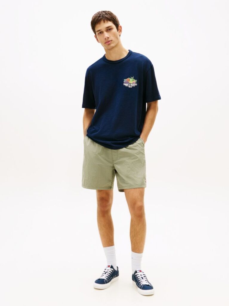 Blue Tricou Din Jersey Texturat Lejer Cu Logo Graphic  Barbati