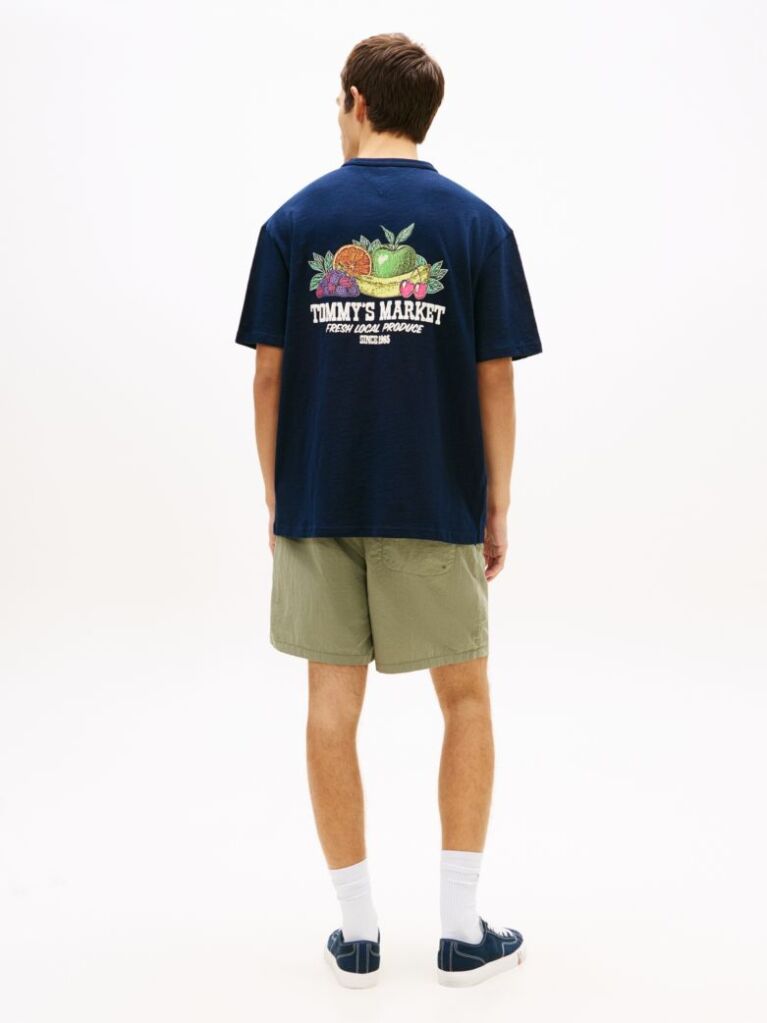 Blue Tricou Din Jersey Texturat Lejer Cu Logo Graphic  Barbati