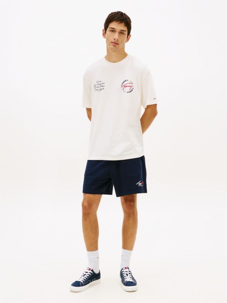 Beige Circular Back Logo Relaxed T-Shirt  Men