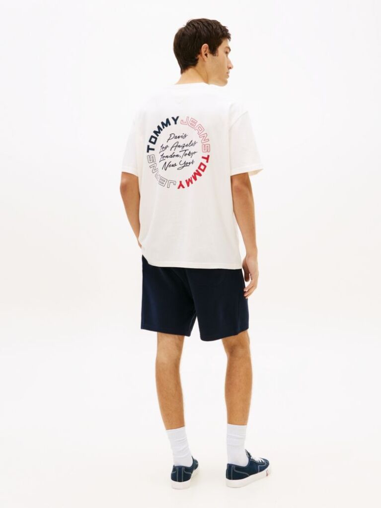Beige Circular Back Logo Relaxed T-Shirt  Men