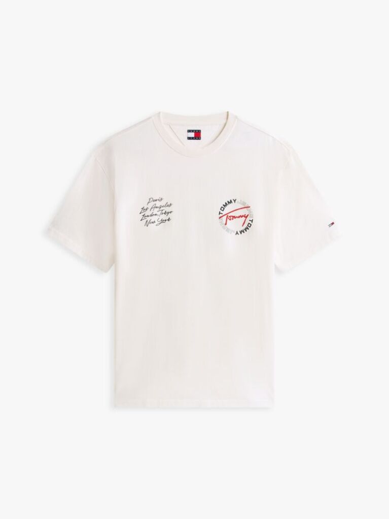 Beige Circular Back Logo Relaxed T-Shirt  Men