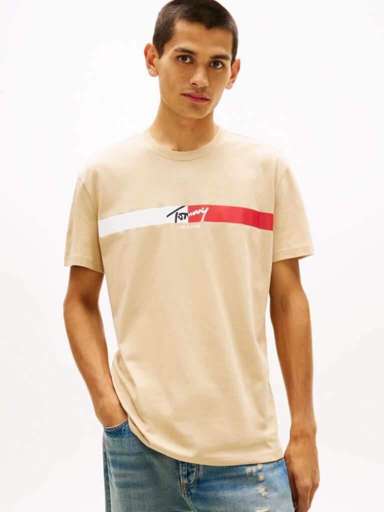 Bej Tricou Cu Logo Signature  Barbati
