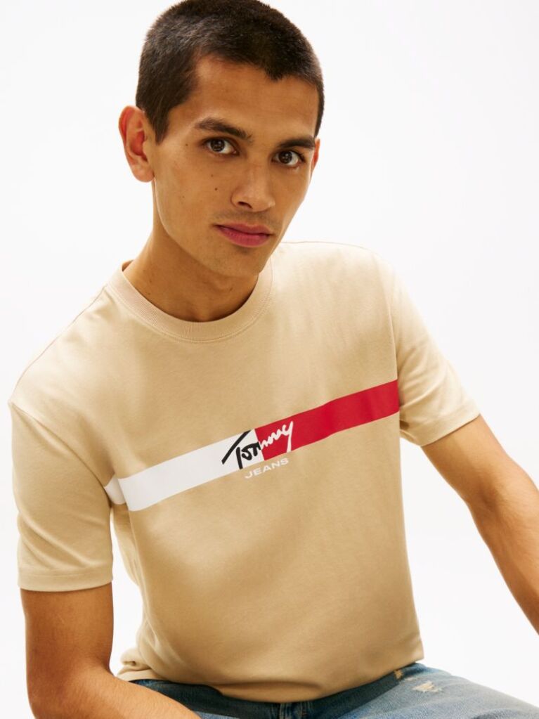 Bej Tricou Cu Logo Signature  Barbati