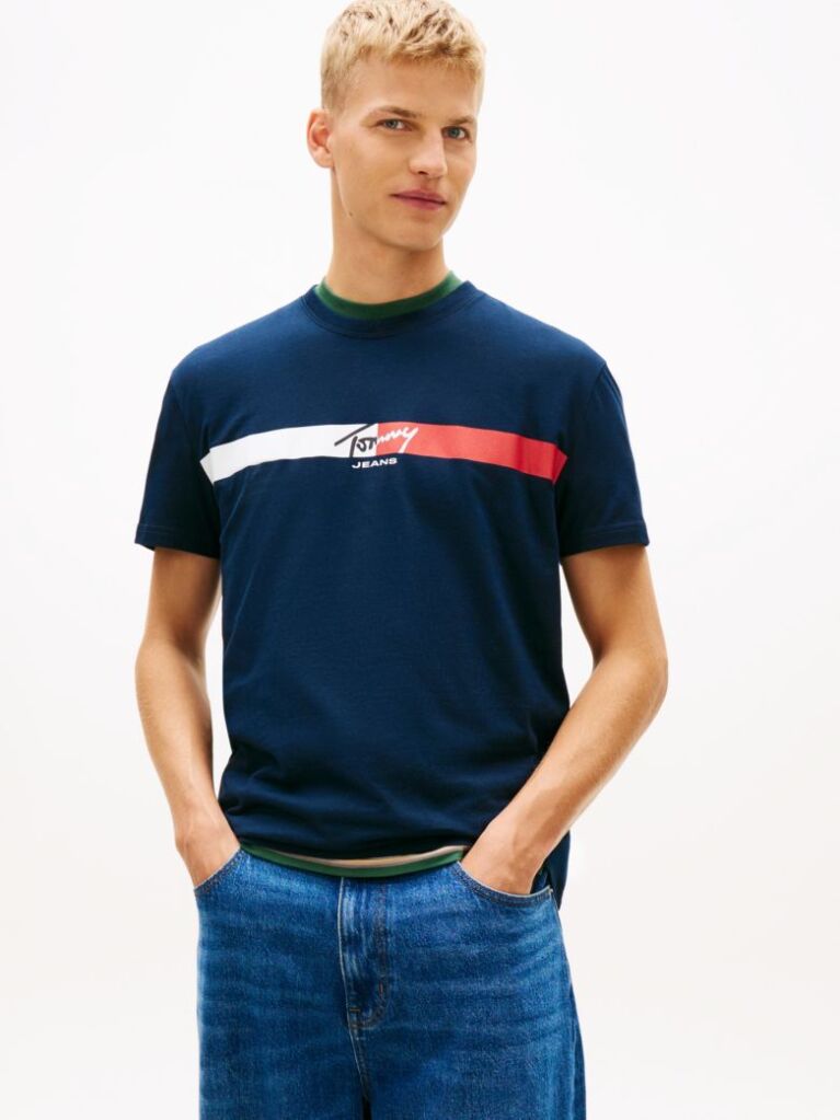 Blue Tricou Cu Logo Signature  Barbati