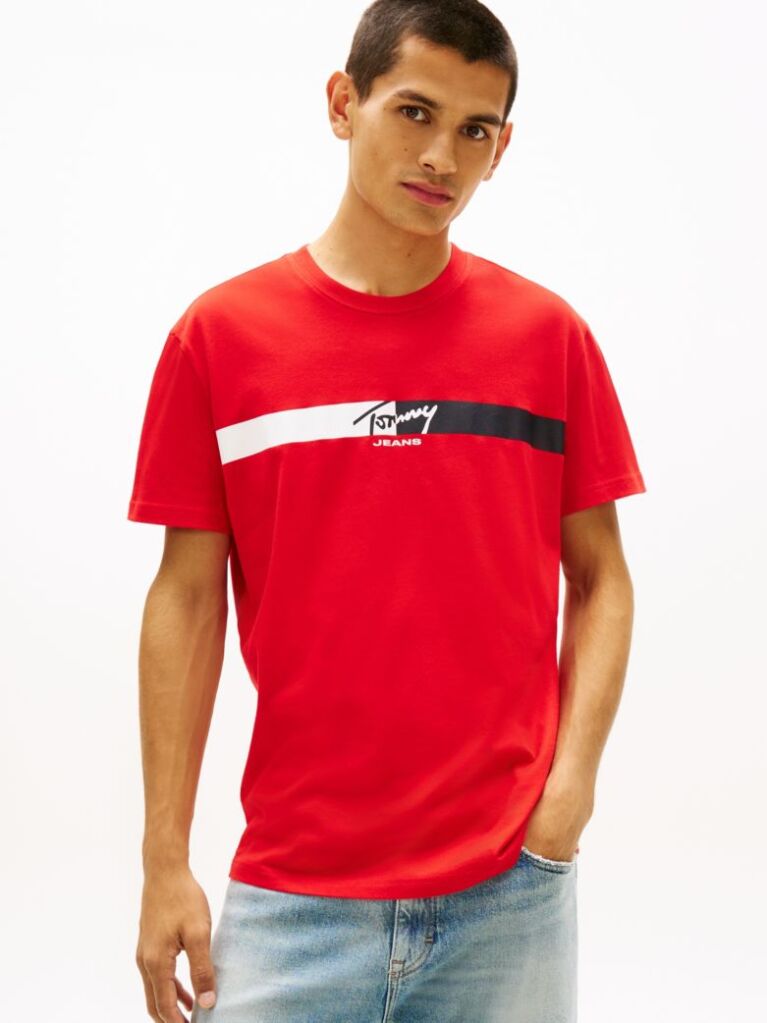 Rosu Tricou Cu Logo Signature  Barbati