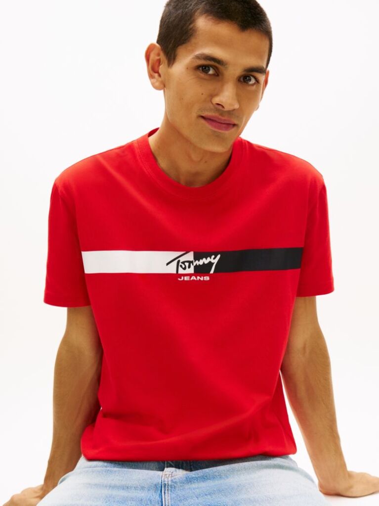 Rosu Tricou Cu Logo Signature  Barbati