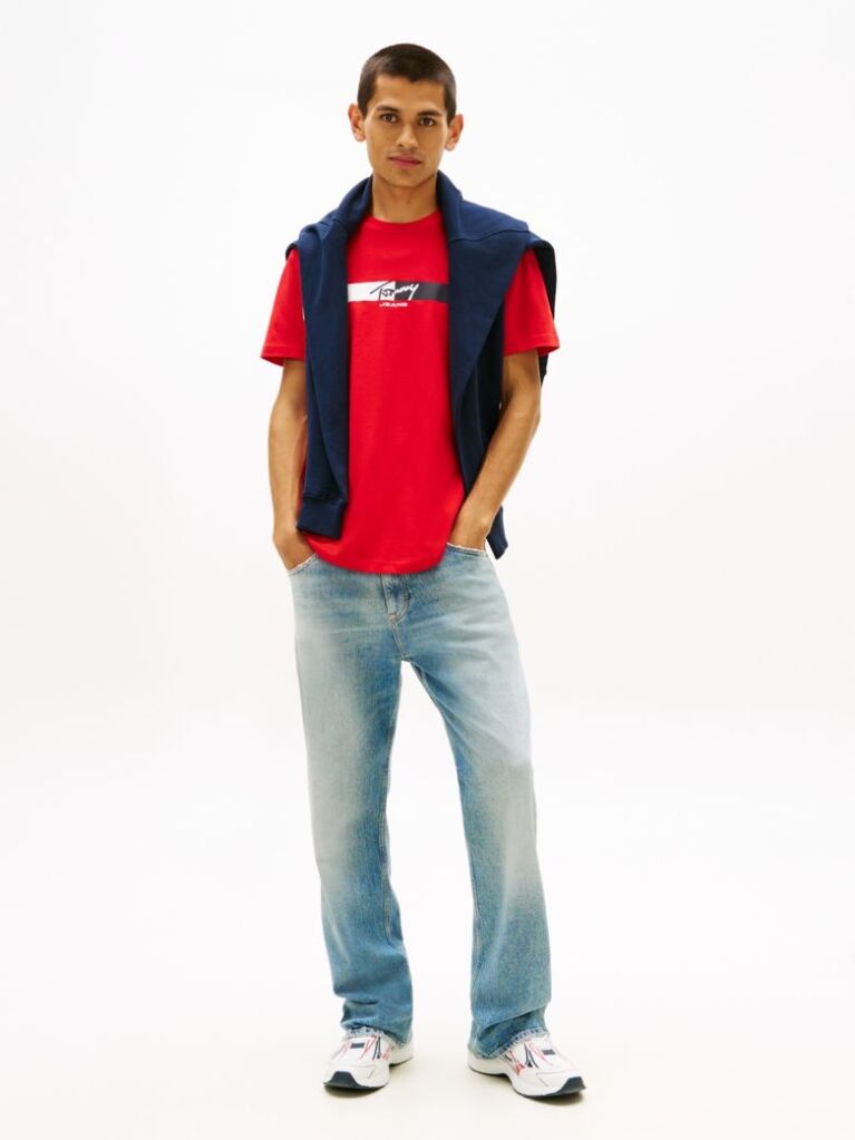 Rosu Tricou Cu Logo Signature  Barbati