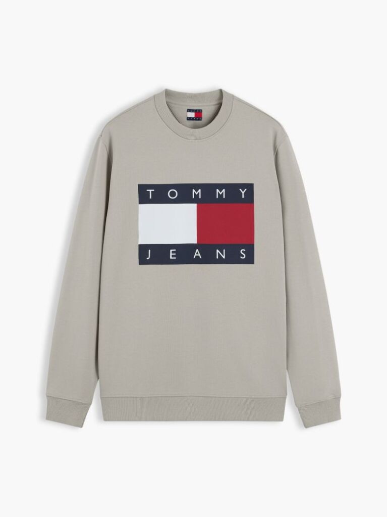 Brown Regular Tonal Flag Crew Neck Sweatshirt  Men