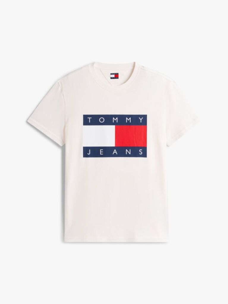 Alb Tricou Cu Guler Rotund Si Insigna Cu Steag  Barbati