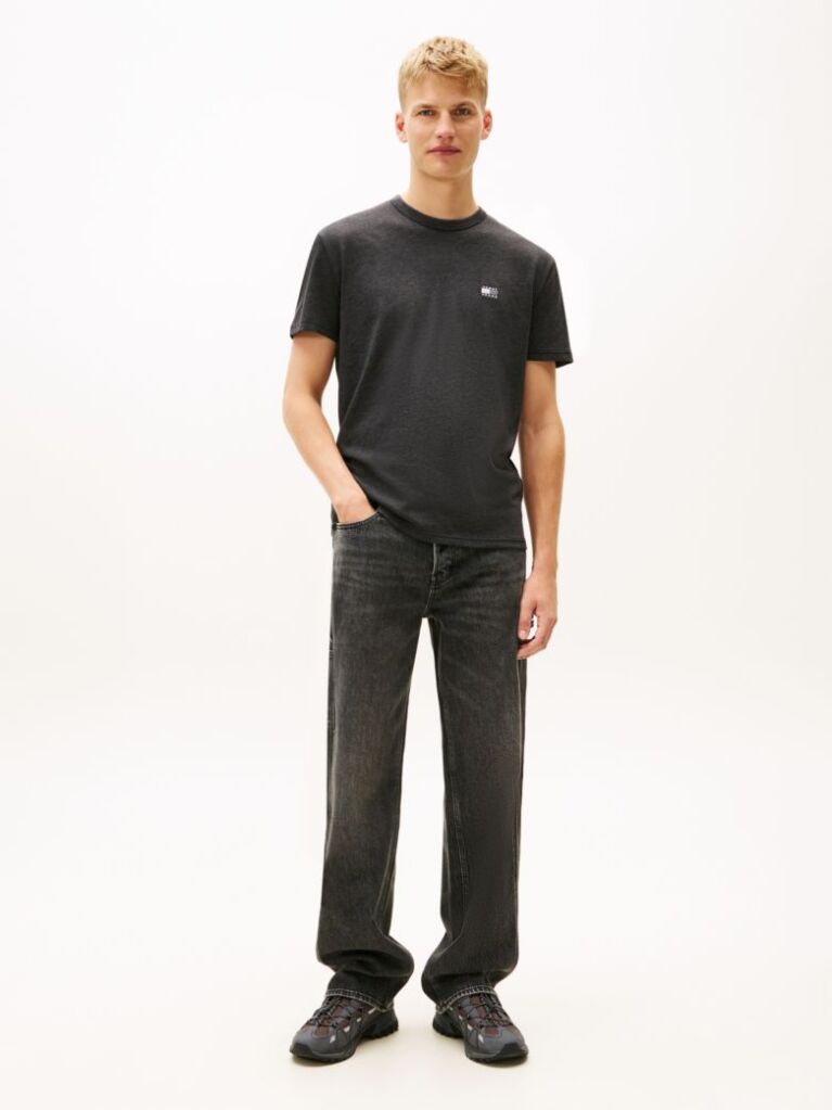 Negru Tricou Cu Insigna Tonal Tommy  Barbati