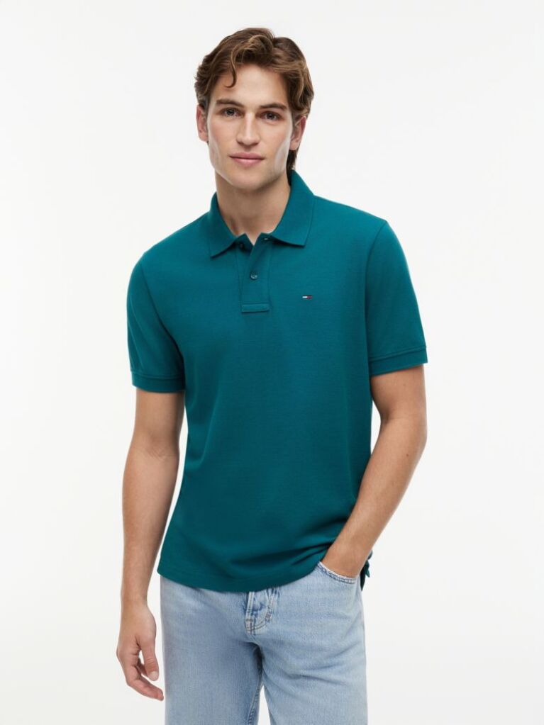Verde Polo Pique Cu Steag Hilfiger Croiala Regular   Barbati