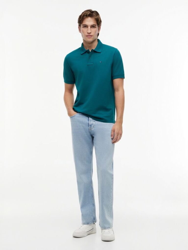 Verde Polo Pique Cu Steag Hilfiger Croiala Regular   Barbati